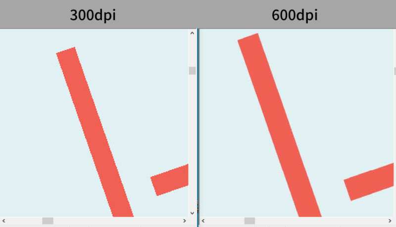 300dpiと600dpiの比較